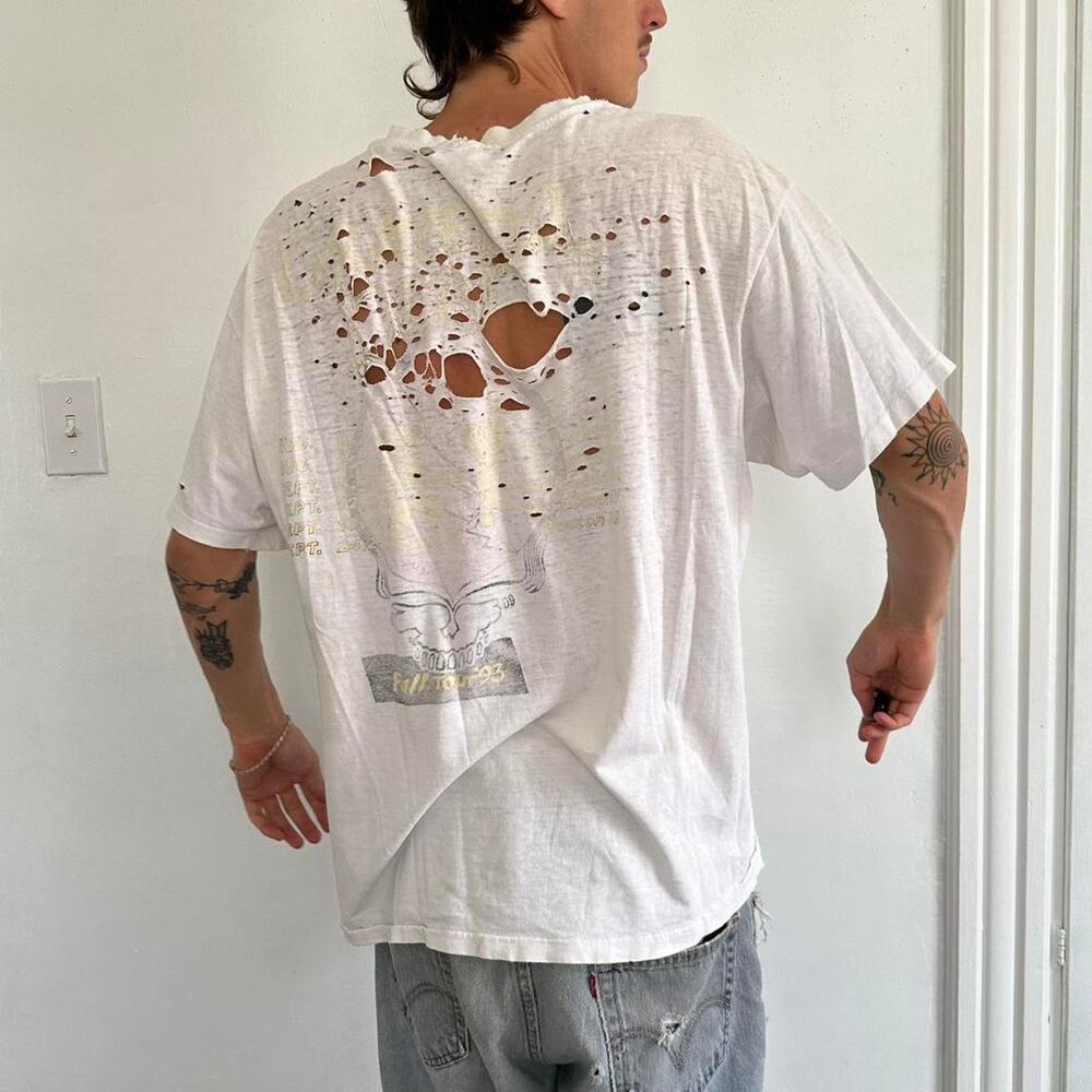 Vintage 90s 1993 Fall Tour Grateful Dead Thrashed White Band Tee - Picture 3 of 8